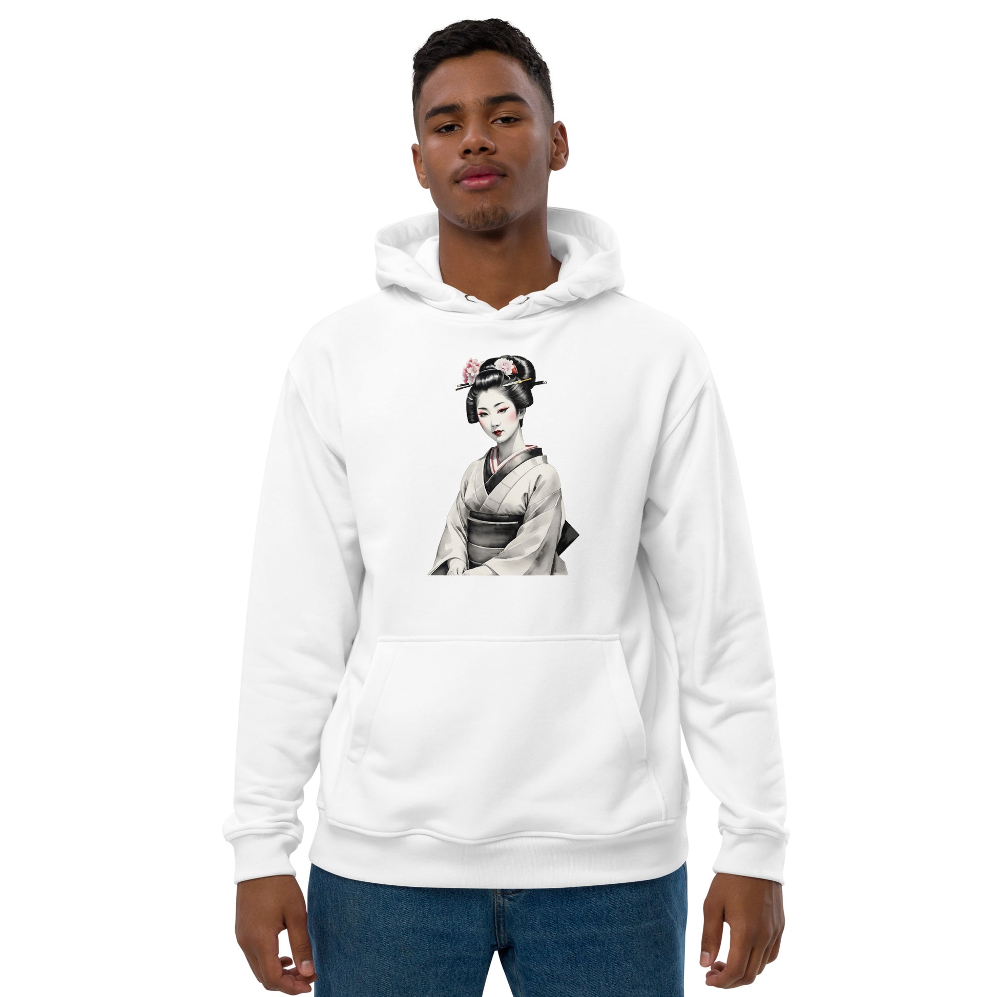 Sudadera Eco Premium Unisex con Arte de Geisha Japonesa Relajada – Look Urbano Sostenible - MyDDesign Store