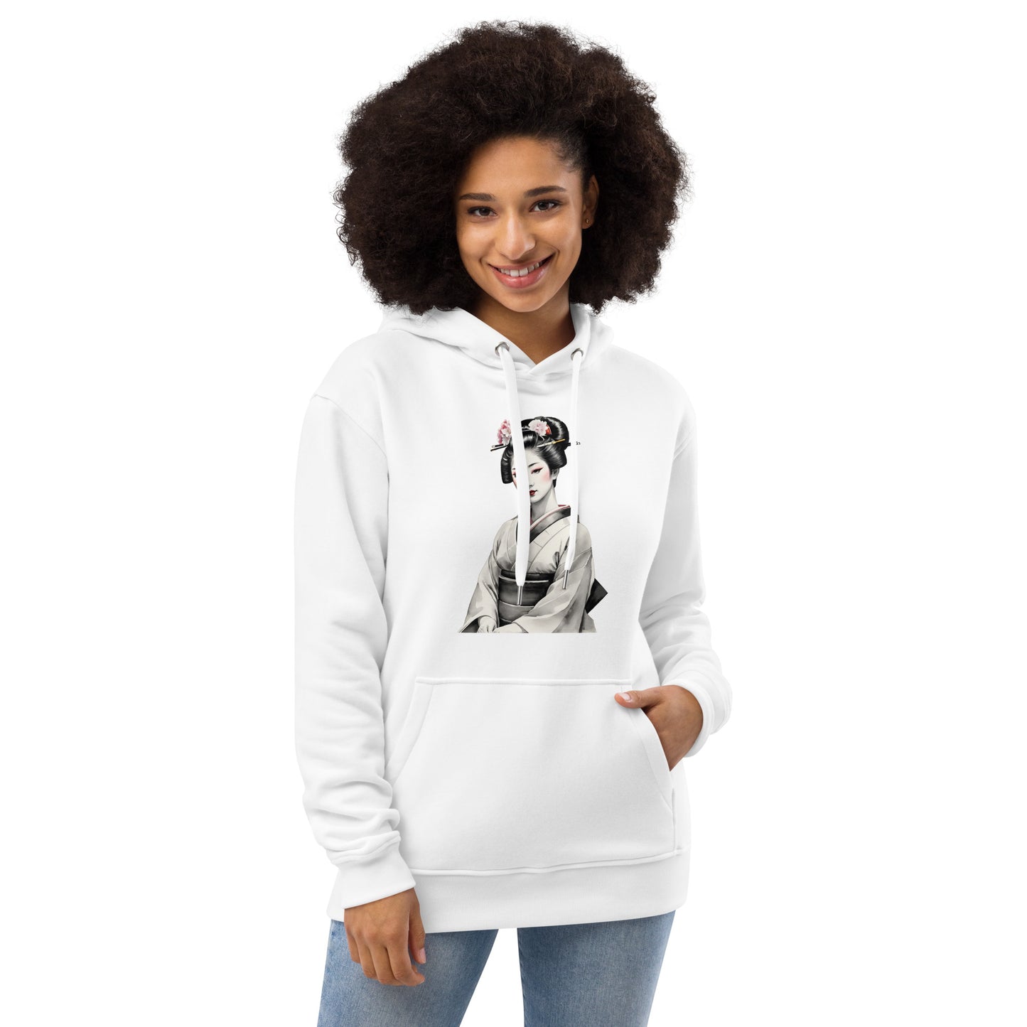 Sudadera Eco Premium Unisex con Arte de Geisha Japonesa Relajada – Look Urbano Sostenible - MyDDesign Store