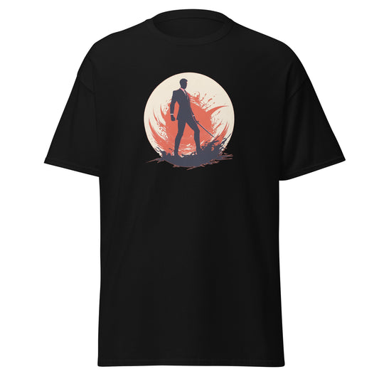 Camiseta de algodón con diseño samurái en traje negro y katana – Estilo japonés y moderno - MyDDesign Store