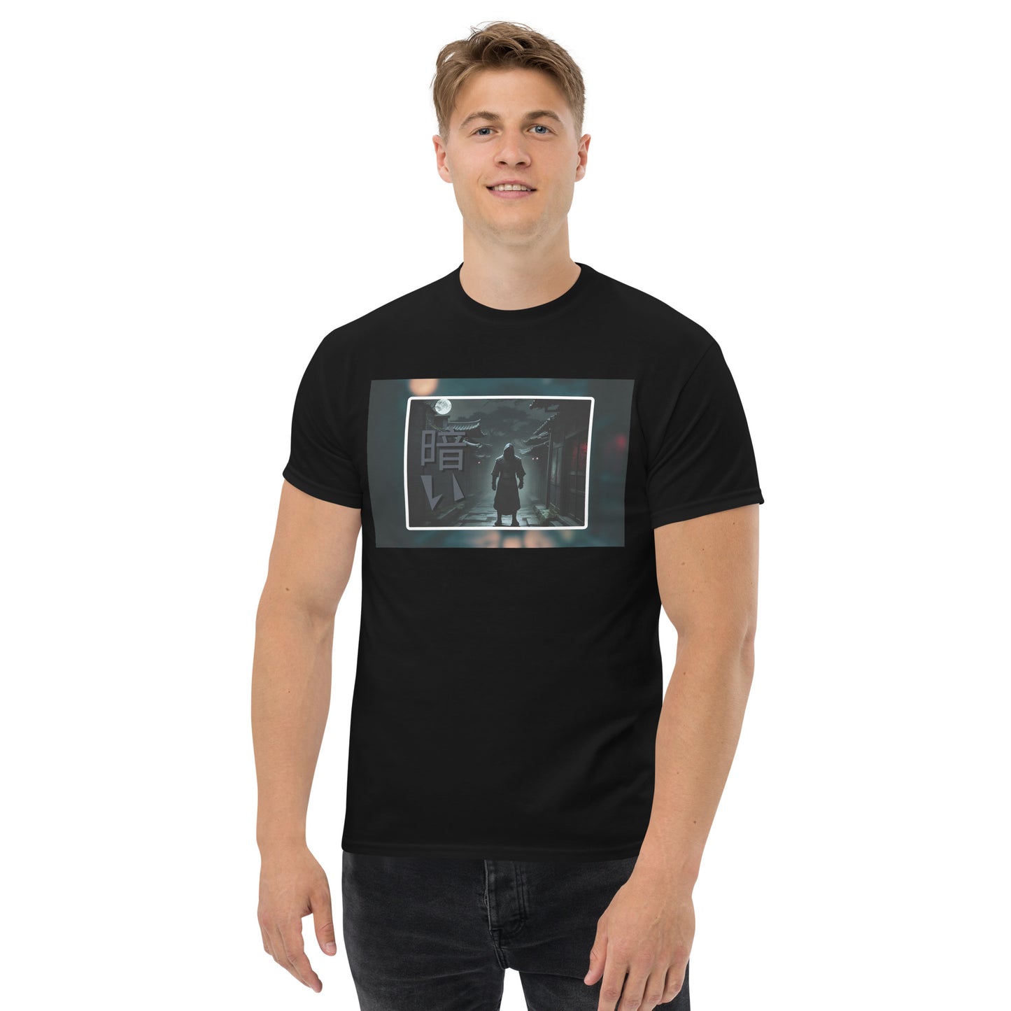 Camiseta Unisex Urbana con Diseño de Ninja y Kanji "Oscuro" – Calidad Premium - MyDDesign Store
