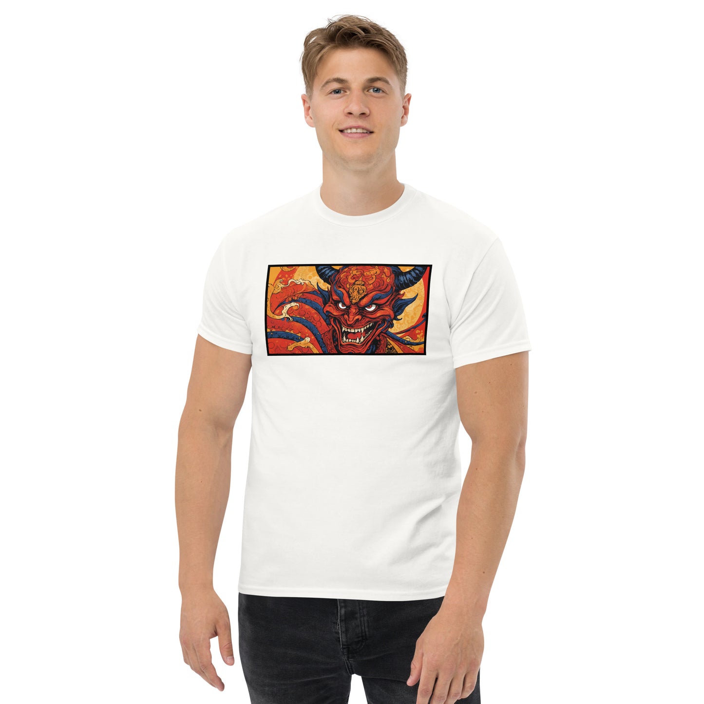 Camiseta Unisex Urbana con Diseño de Demonio Sonriente Japonés – Estilo Urbano Impactante - MyDDesign Store