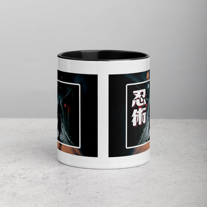 Taza de Cerámica con Diseño de Ninja "Ninjitsu" – Interior y Mango de Color, Perfecta para Café o Té - MyDDesign Store