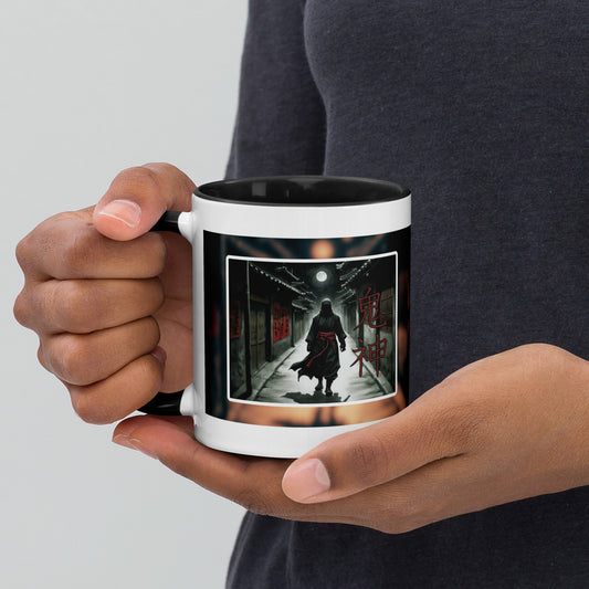 Taza de Cerámica con Diseño de Ninja "Demonio Feroz" – Interior y Mango de Color, Perfecta para Café o Té - MyDDesign Store