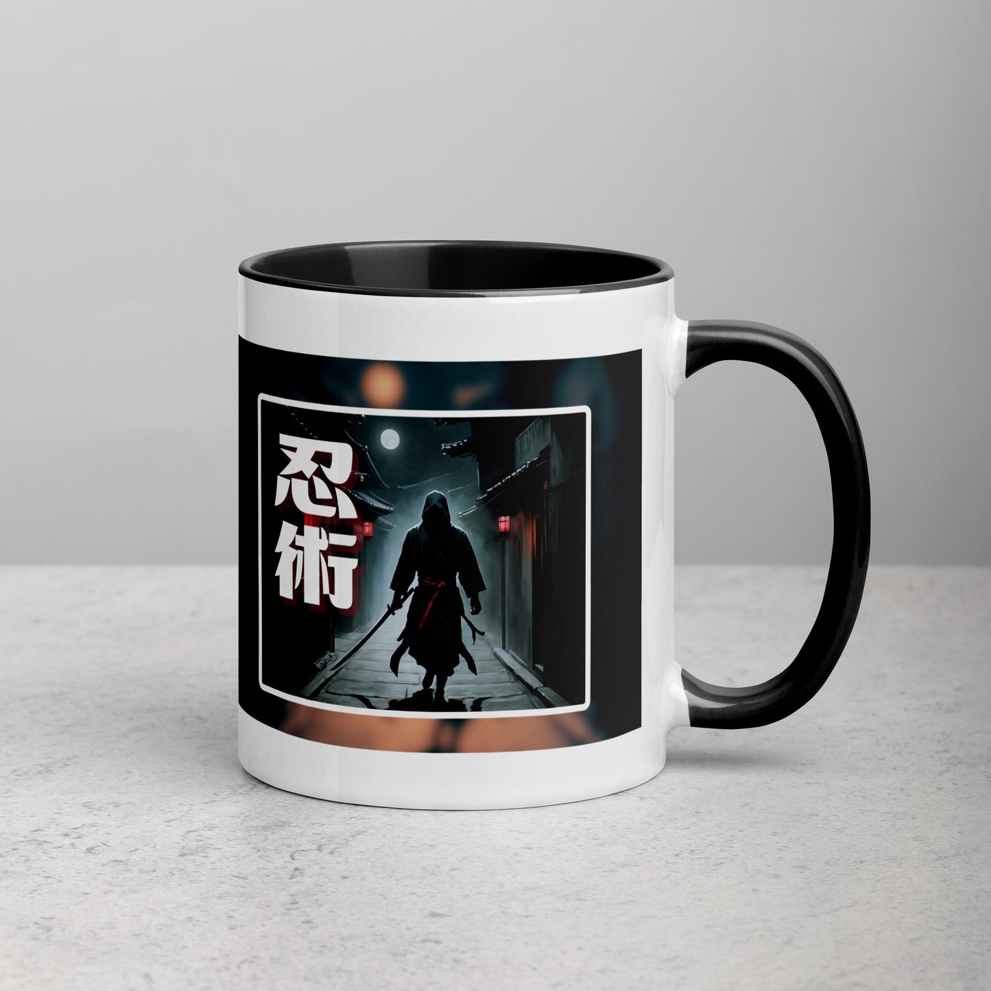 Taza de Cerámica con Diseño de Ninja "Ninjitsu" – Interior y Mango de Color, Perfecta para Café o Té - MyDDesign Store