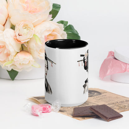 Taza de Cerámica con Interior y Asa de Color "La Belleza de la Geisha" - Estilo y Personalidad - MyDDesign Store