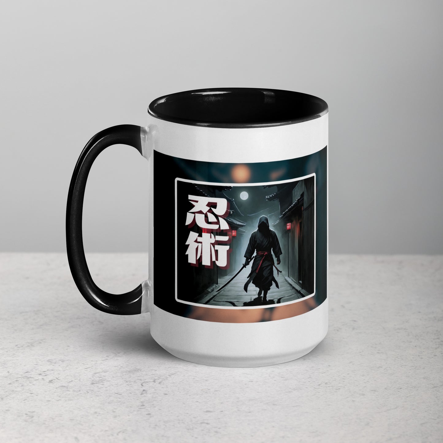 Taza de Cerámica con Diseño de Ninja "Ninjitsu" – Interior y Mango de Color, Perfecta para Café o Té - MyDDesign Store