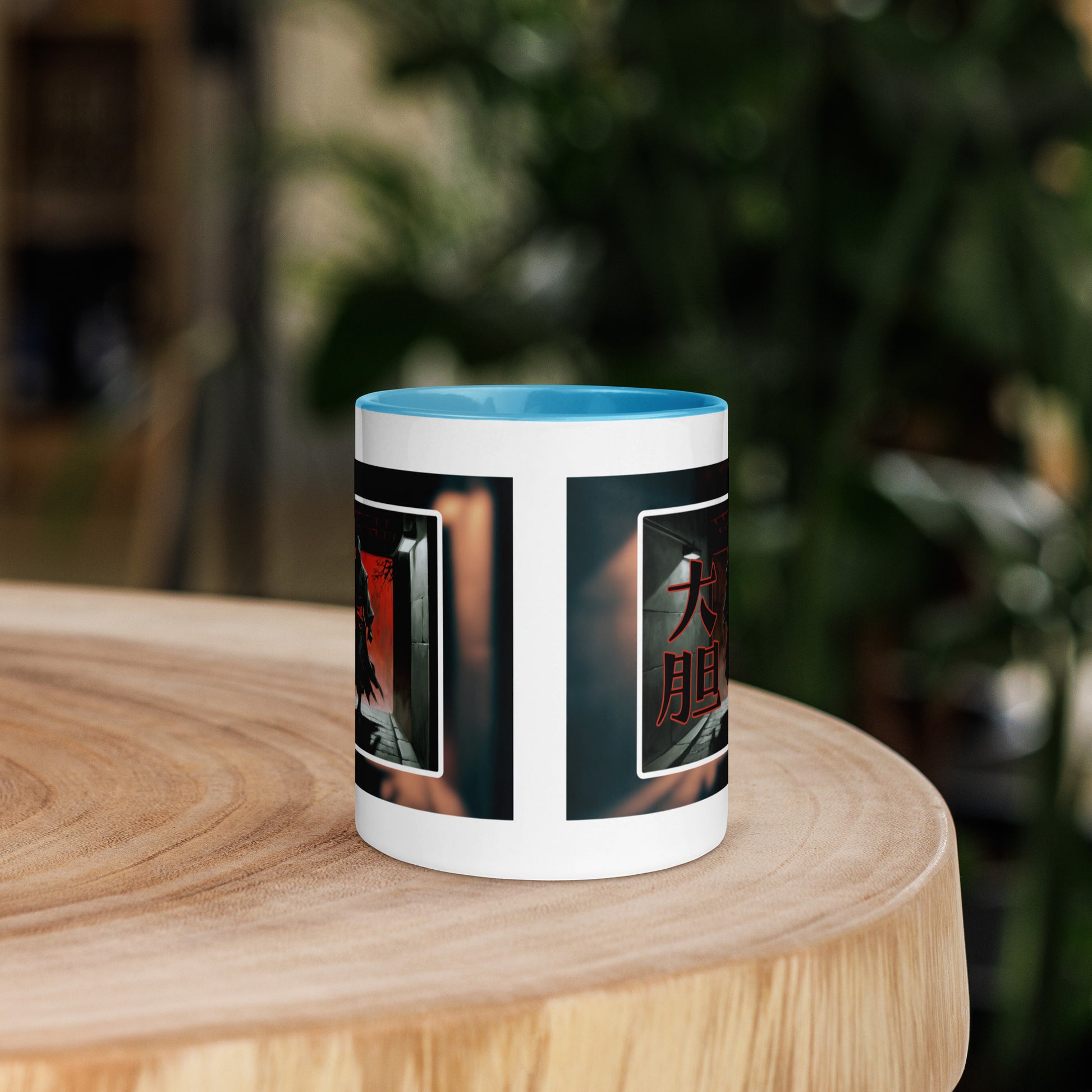 Taza de Cerámica con Diseño de Ninja "Valiente" – Interior y Mango de Color, Perfecta para Café o Té - MyDDesign Store