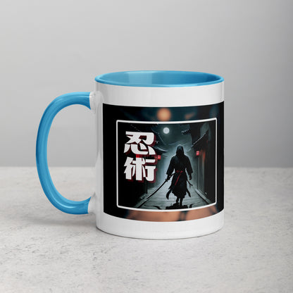 Taza de Cerámica con Diseño de Ninja "Ninjitsu" – Interior y Mango de Color, Perfecta para Café o Té - MyDDesign Store