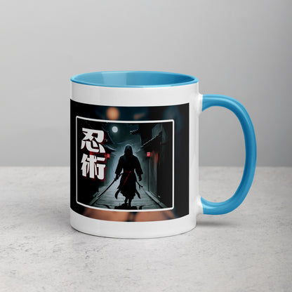 Taza de Cerámica con Diseño de Ninja "Ninjitsu" – Interior y Mango de Color, Perfecta para Café o Té - MyDDesign Store