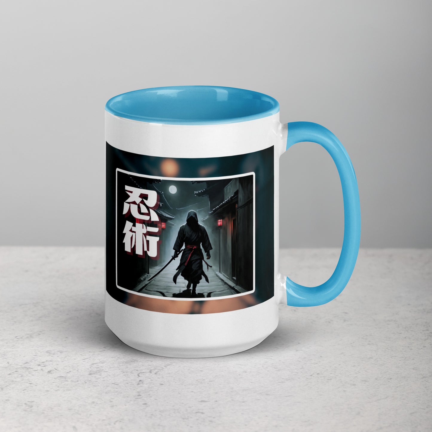 Taza de Cerámica con Diseño de Ninja "Ninjitsu" – Interior y Mango de Color, Perfecta para Café o Té - MyDDesign Store