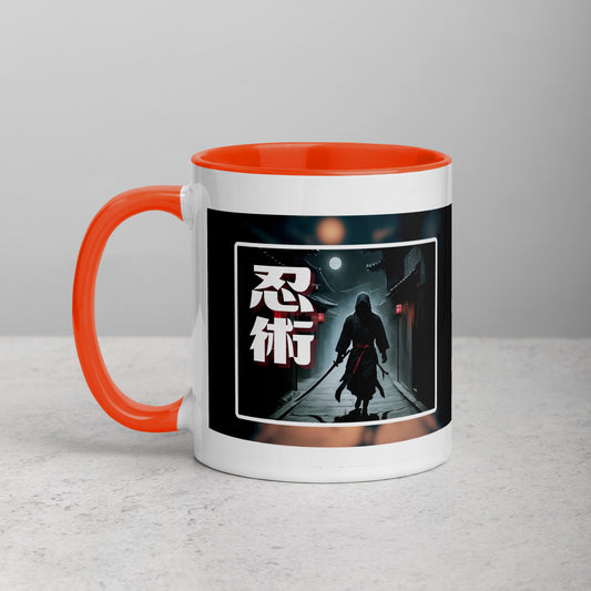 Taza de Cerámica con Diseño de Ninja "Ninjitsu" – Interior y Mango de Color, Perfecta para Café o Té - MyDDesign Store