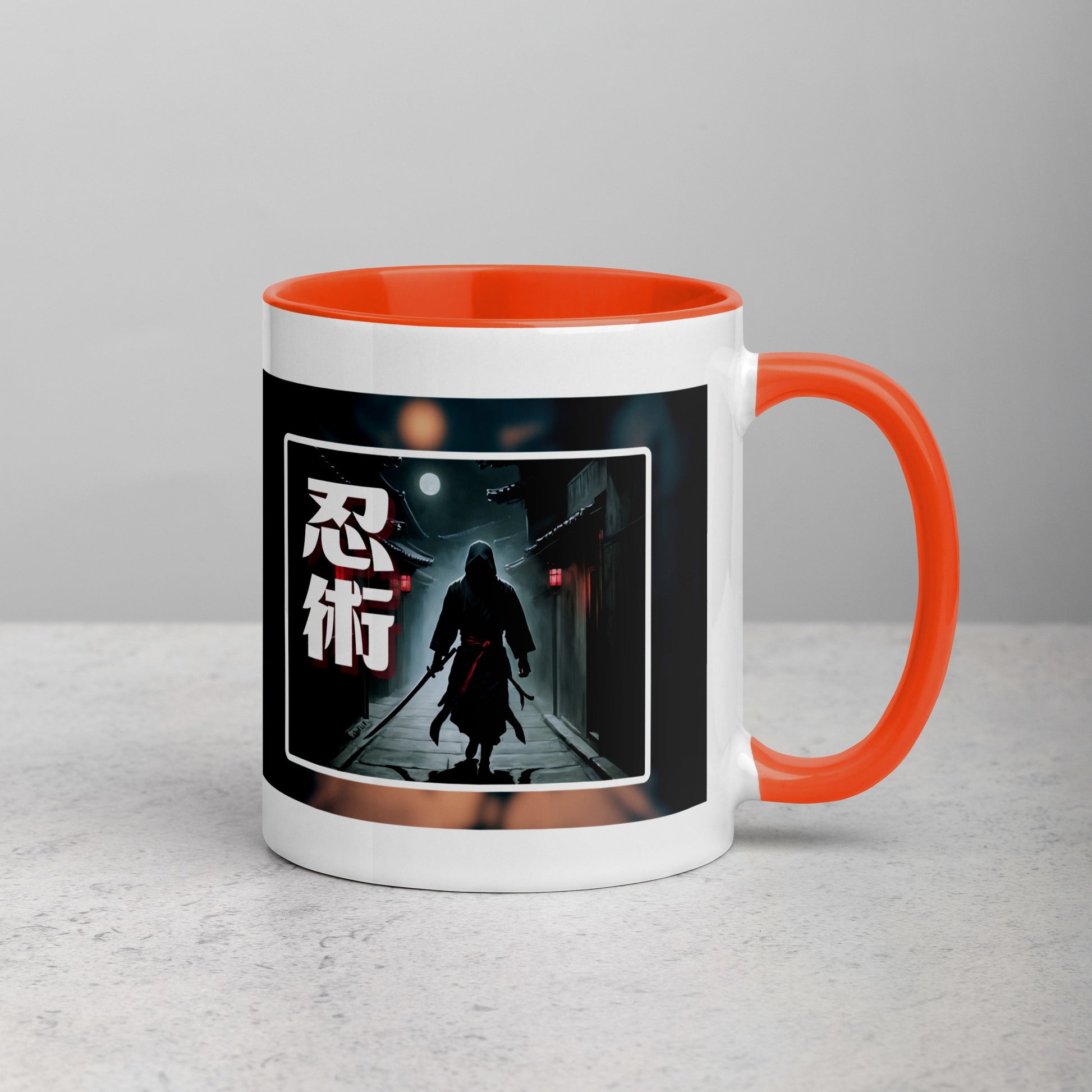 Taza de Cerámica con Diseño de Ninja "Ninjitsu" – Interior y Mango de Color, Perfecta para Café o Té - MyDDesign Store