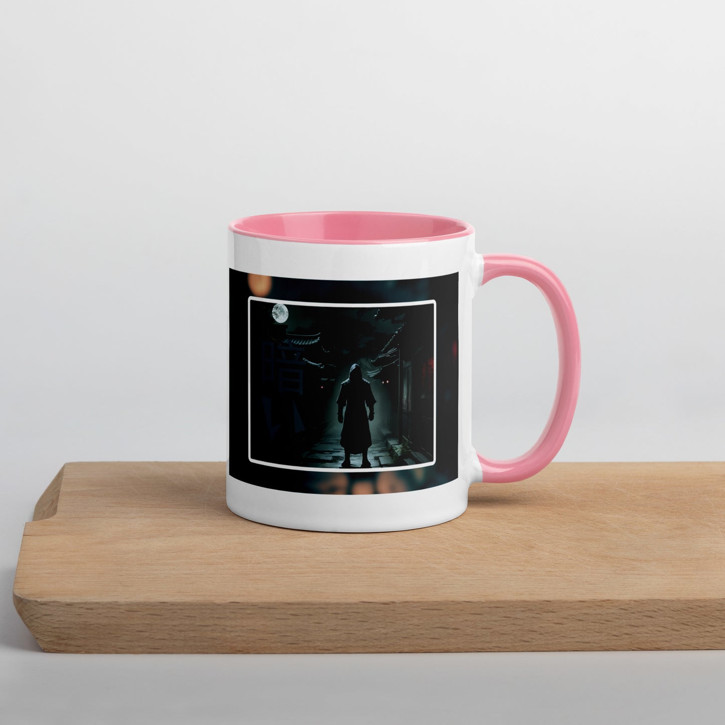 Taza de Cerámica con Diseño de Ninja "Oscuro" – Interior y Mango de Color, Perfecta para Café o Té - MyDDesign Store