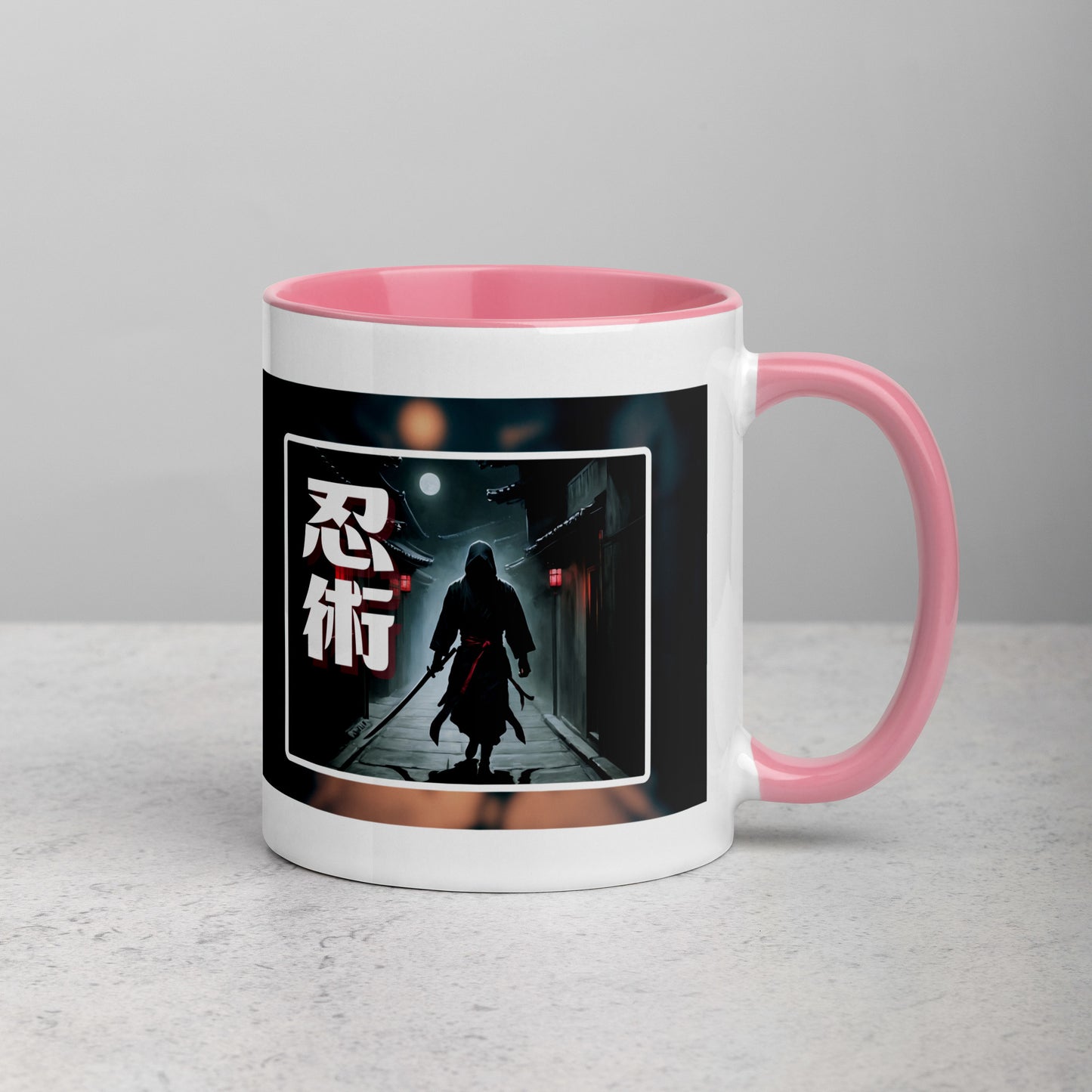 Taza de Cerámica con Diseño de Ninja "Ninjitsu" – Interior y Mango de Color, Perfecta para Café o Té - MyDDesign Store