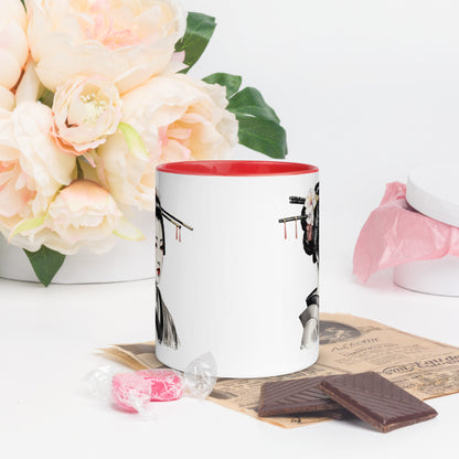 Taza de Cerámica con Interior y Asa de Color "La Belleza de la Geisha" - Estilo y Personalidad - MyDDesign Store