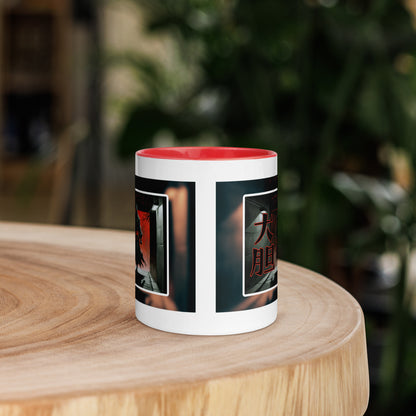 Taza de Cerámica con Diseño de Ninja "Valiente" – Interior y Mango de Color, Perfecta para Café o Té - MyDDesign Store