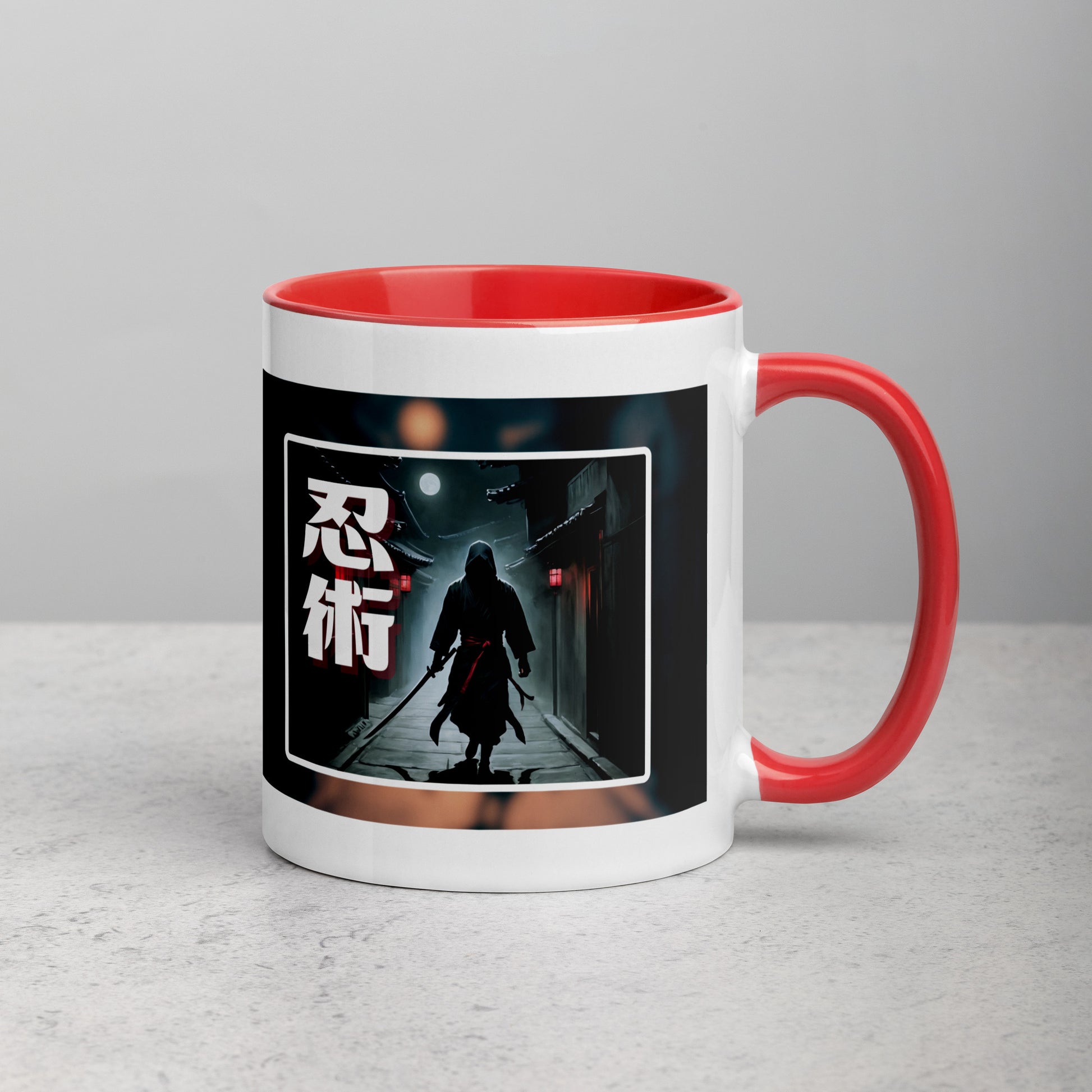 Taza de Cerámica con Diseño de Ninja "Ninjitsu" – Interior y Mango de Color, Perfecta para Café o Té - MyDDesign Store