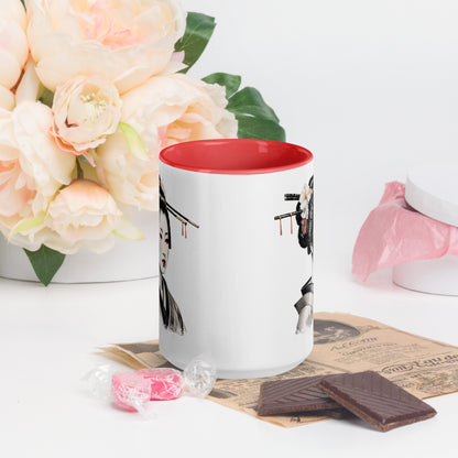 Taza de Cerámica con Interior y Asa de Color "La Belleza de la Geisha" - Estilo y Personalidad - MyDDesign Store