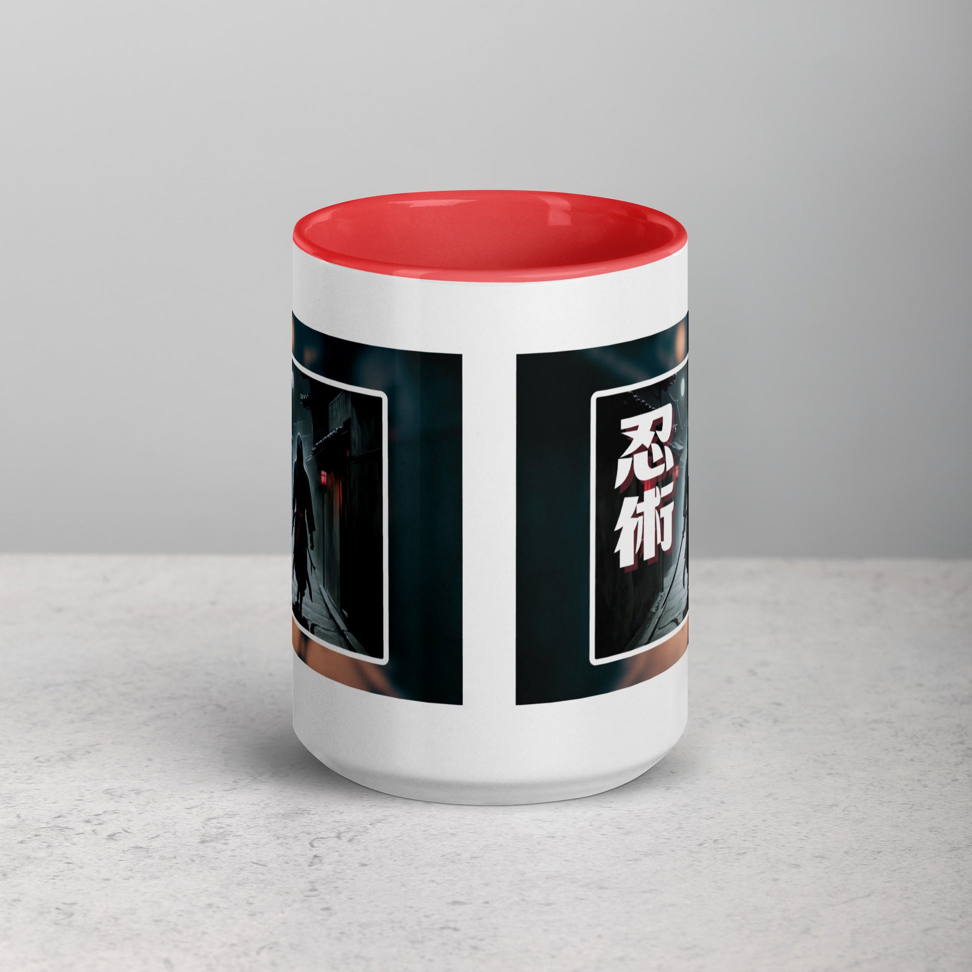 Taza de Cerámica con Diseño de Ninja "Ninjitsu" – Interior y Mango de Color, Perfecta para Café o Té - MyDDesign Store