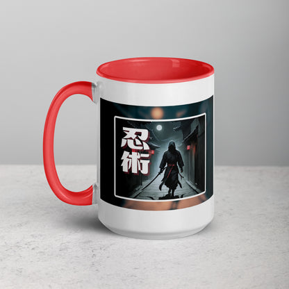 Taza de Cerámica con Diseño de Ninja "Ninjitsu" – Interior y Mango de Color, Perfecta para Café o Té - MyDDesign Store