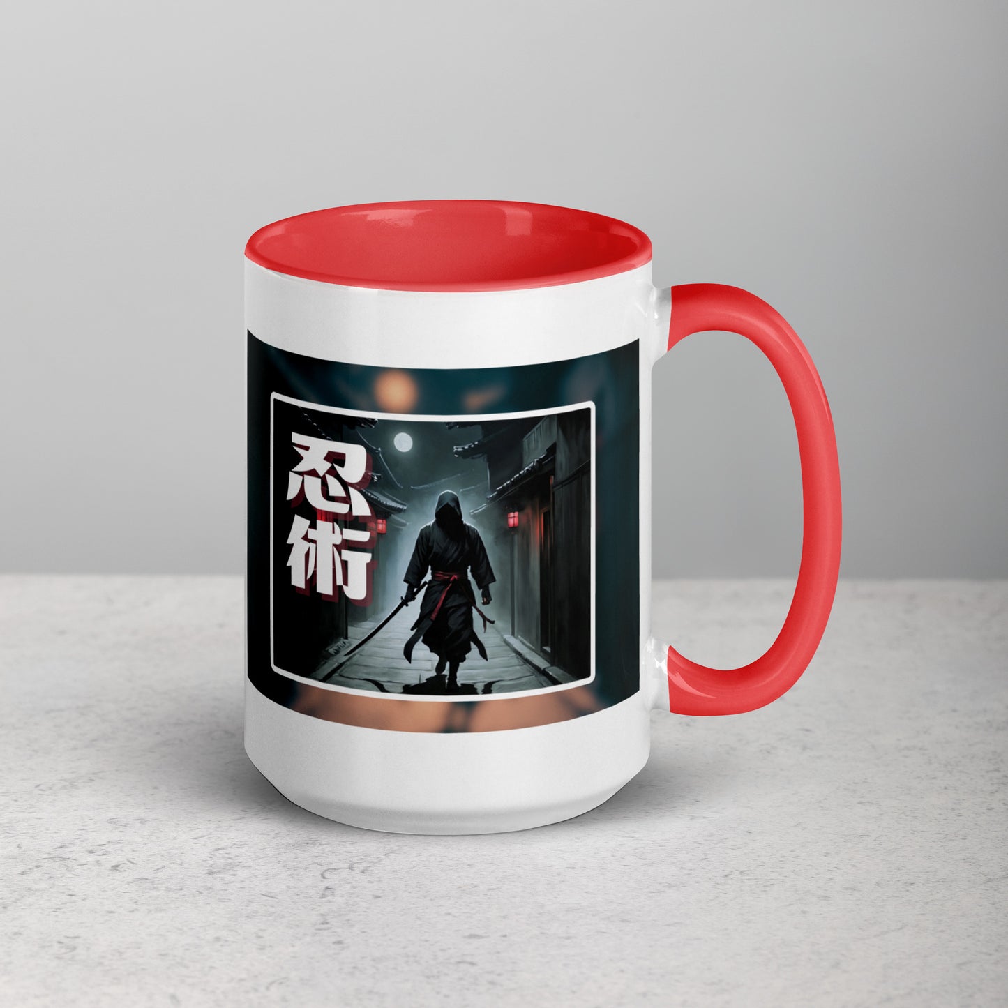 Taza de Cerámica con Diseño de Ninja "Ninjitsu" – Interior y Mango de Color, Perfecta para Café o Té - MyDDesign Store