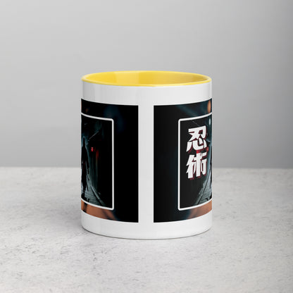 Taza de Cerámica con Diseño de Ninja "Ninjitsu" – Interior y Mango de Color, Perfecta para Café o Té - MyDDesign Store