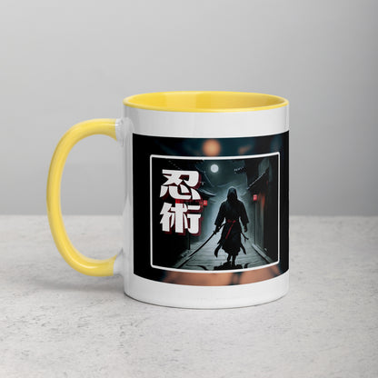 Taza de Cerámica con Diseño de Ninja "Ninjitsu" – Interior y Mango de Color, Perfecta para Café o Té - MyDDesign Store